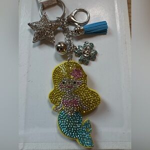NWT Mermaid puffy keychain bag charm